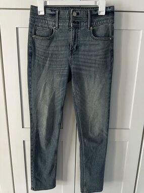 White House Black Market Medium Blue Denim Jean Waistband Detail